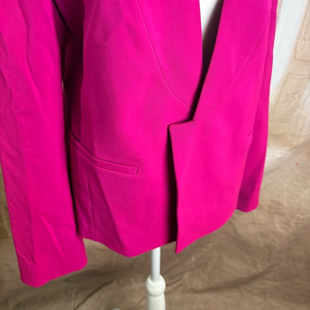NEW St. John Fuchsia Wool Tailored Open Blazer - Picture 5 of 15